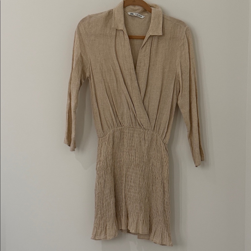 Zara Elegant Beige Wrap Valery Dress - Picture 4 of 9